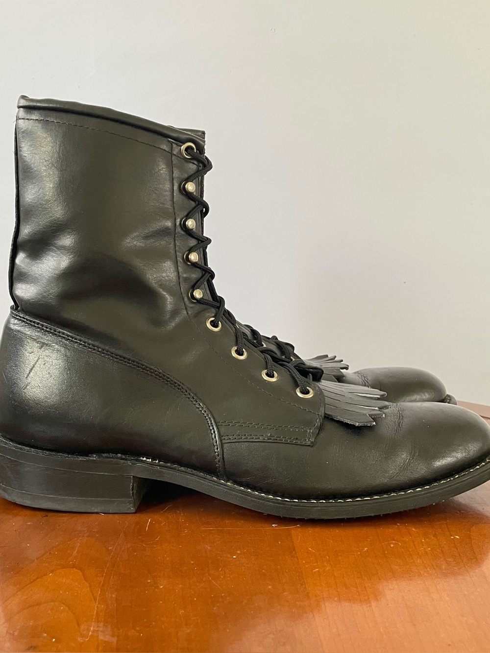 Texas Black Leather Kiltie Lace-Up Ankle Men’s Boots | US 10.5